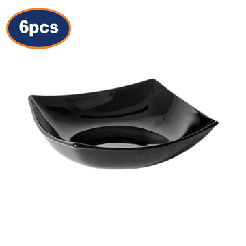 6Pcs Luminarc 20cm Quadrato Black Tempered Glass Soup Plate
