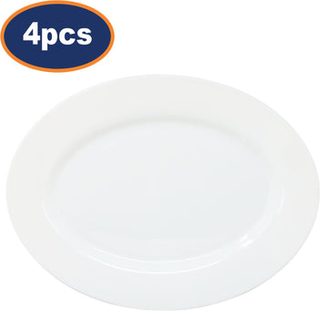 4Pcs 34.5cm White Oval Glass Zenix Intensity Serving Plate