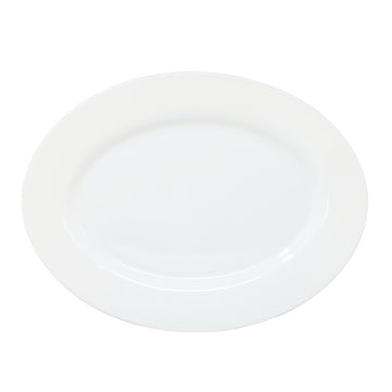 2Pcs 34.5cm White Oval Glass Zenix Intensity Serving Plate