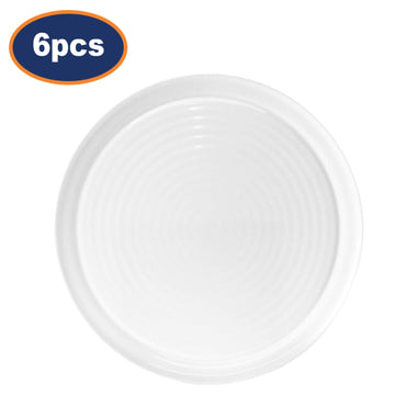 6pcs 32cm Narrow Rimmed White Porcelain Pizza Serving Dish