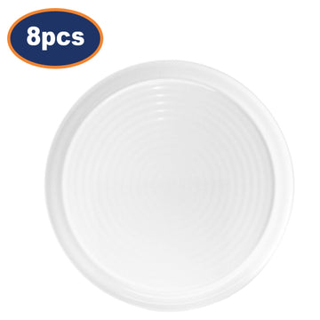 8pcs 32cm Narrow Rimmed White Porcelain Pizza Serving Dish