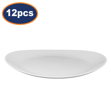 12Pcs 30cm White Oval Glass Zenix Intensity Steak Plate