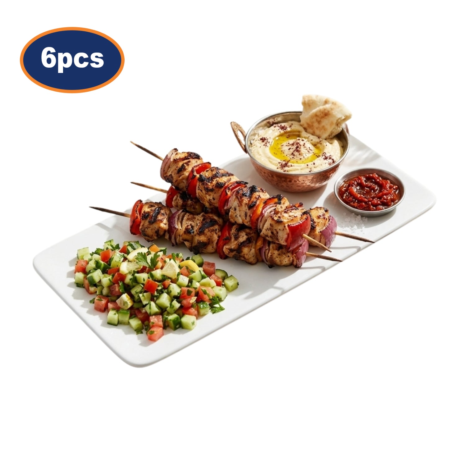 6Pcs Porcelain White Rectangular Serving Platter Set