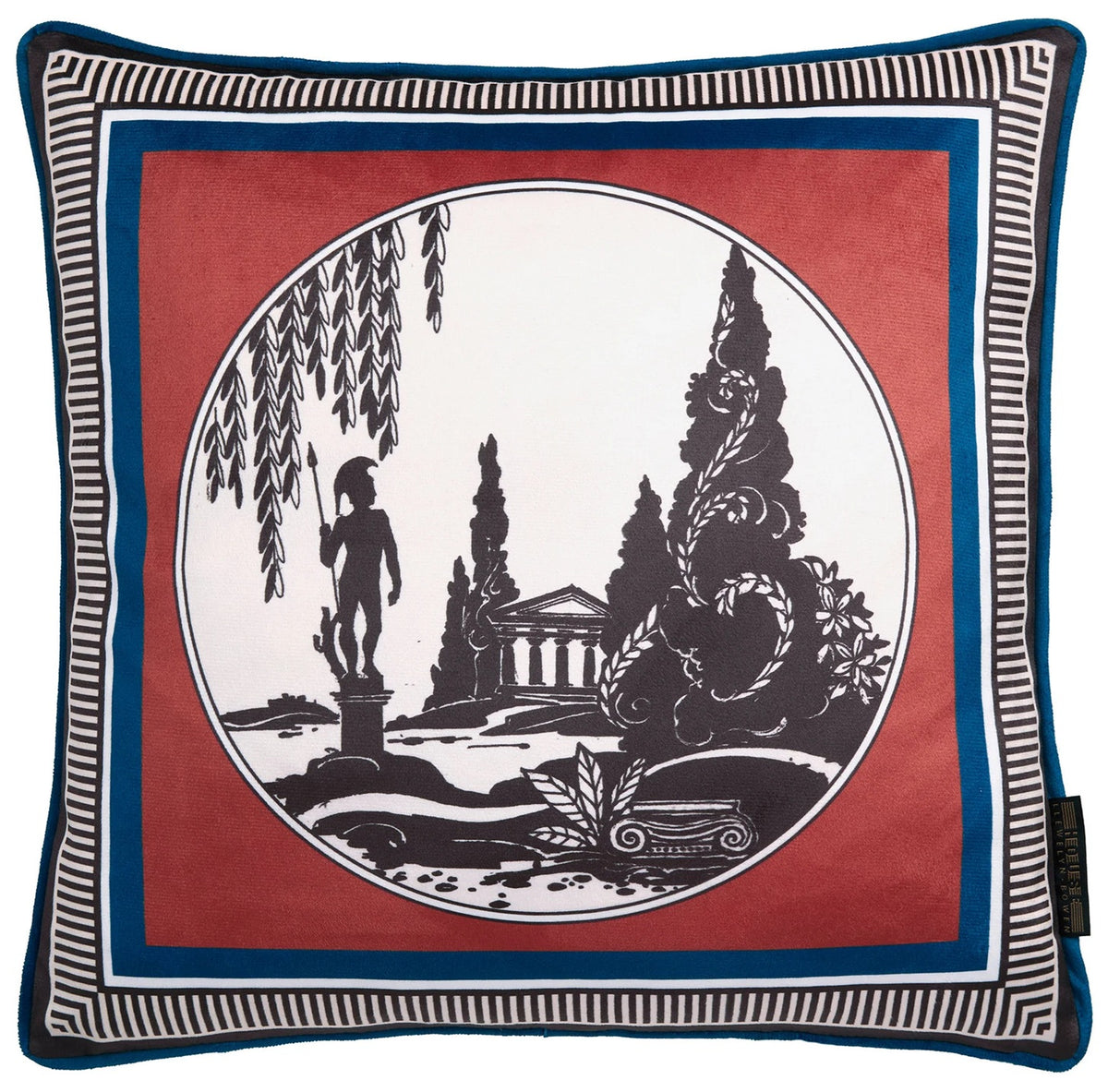 Laurence Llewelyn-Bowen Velvet Classic Greek Scene Filled Cushion 43x43 Red