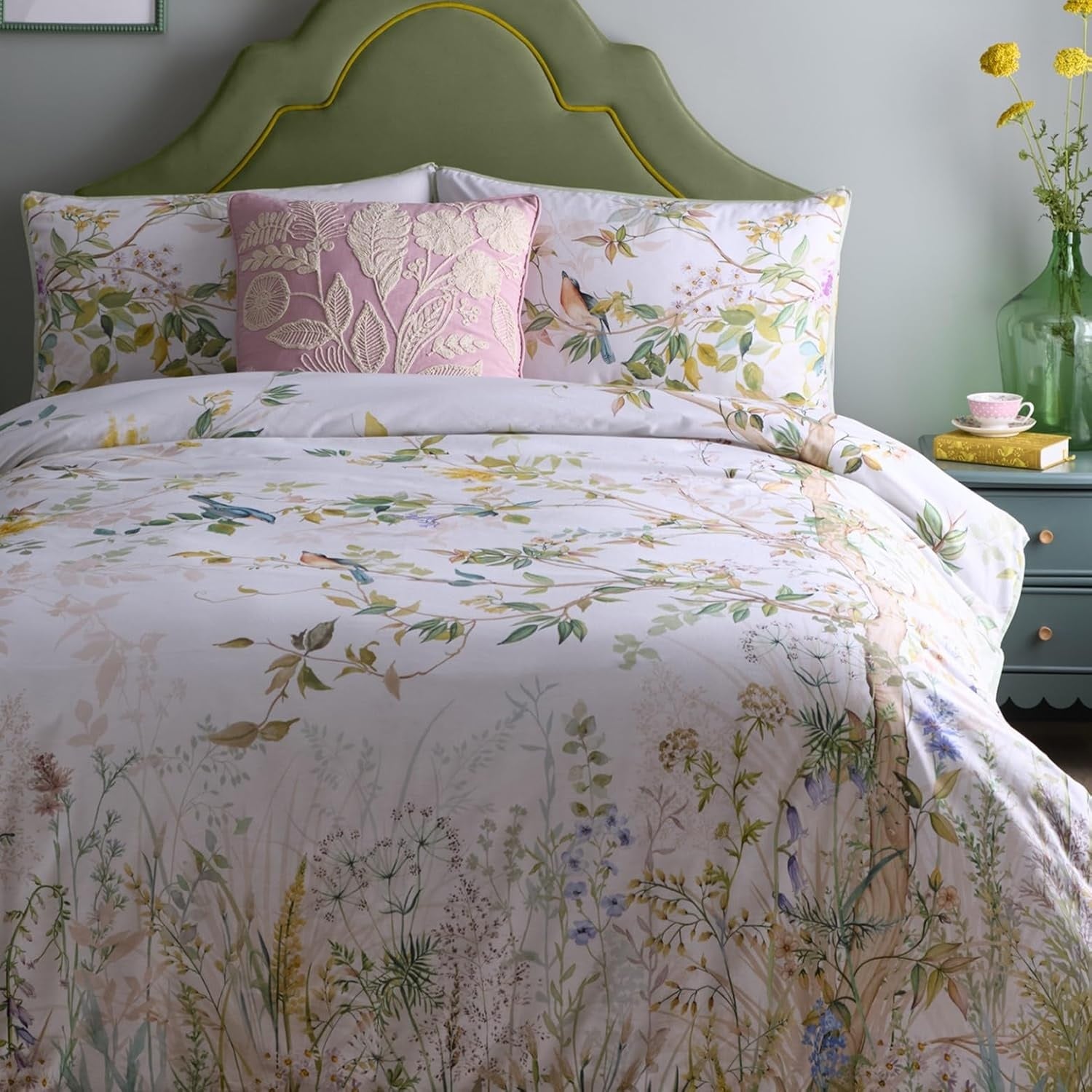 Country Garden Foliage Duvet Cover Set 100% Cotton, Double, Natural
