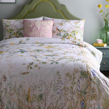 Country Garden Foliage Duvet Cover Set 100% Cotton, King, Natural