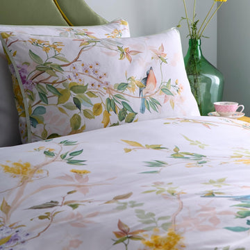 Country Garden Foliage Duvet Cover Set 100% Cotton, King, Natural