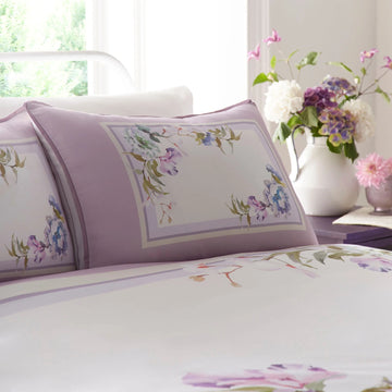 Floral Watercolour Paintings Duvet Cover Set, Super King, Mauve Purple