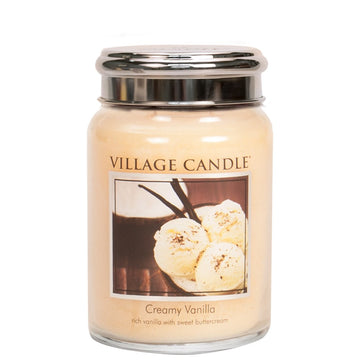 26oz Creamy Vanilla Scented Village Candle Glass Jar