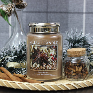 Spiced Noir Village Candle 26oz Scented Glass Jar Christmas Fragrance