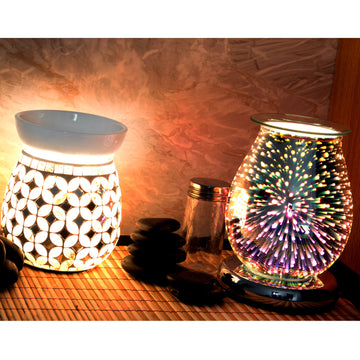 Electric Cream & Gold Mosaic Wax Melts Burner