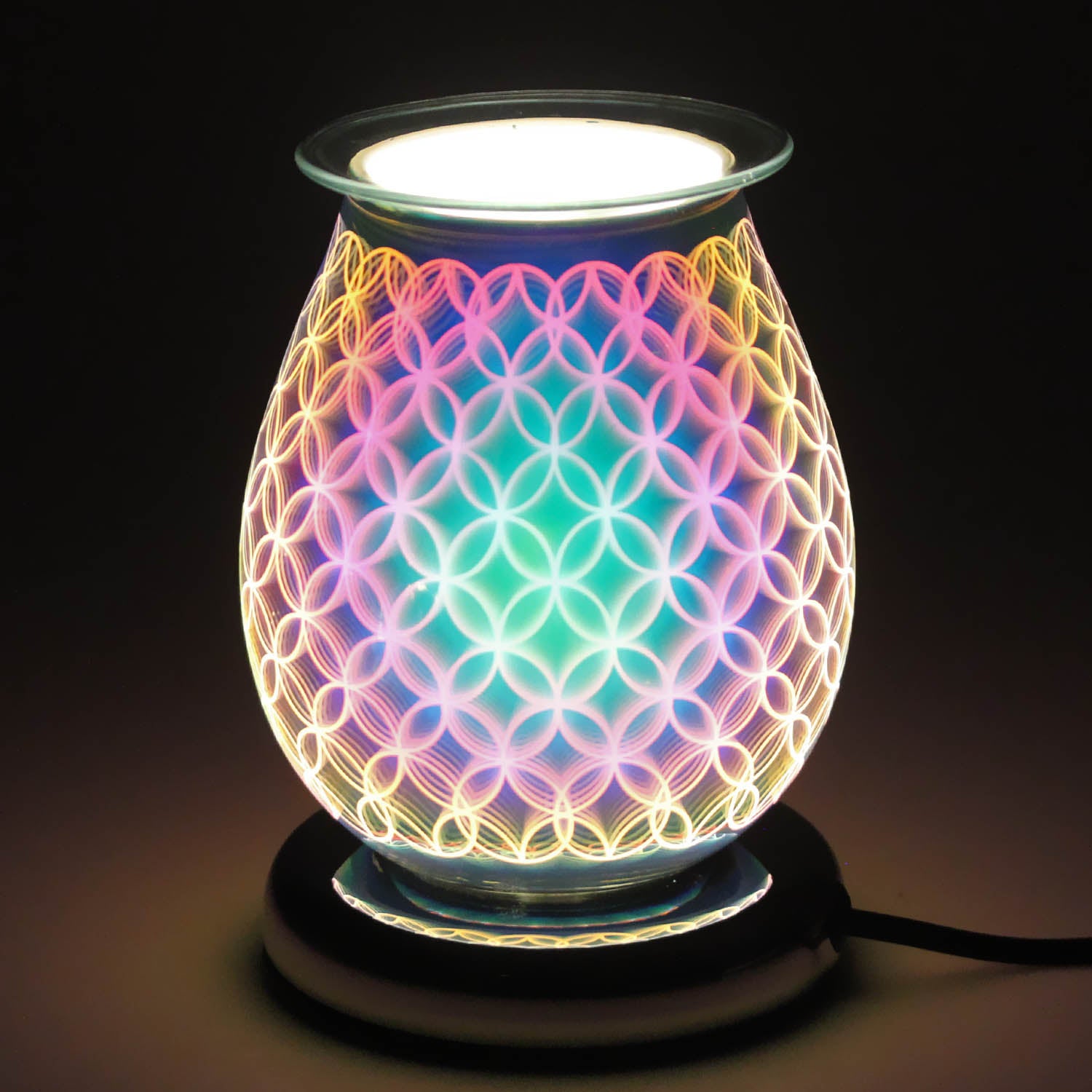 Oval 3D Geo Circles Aroma Wax Burner Electric Lamp