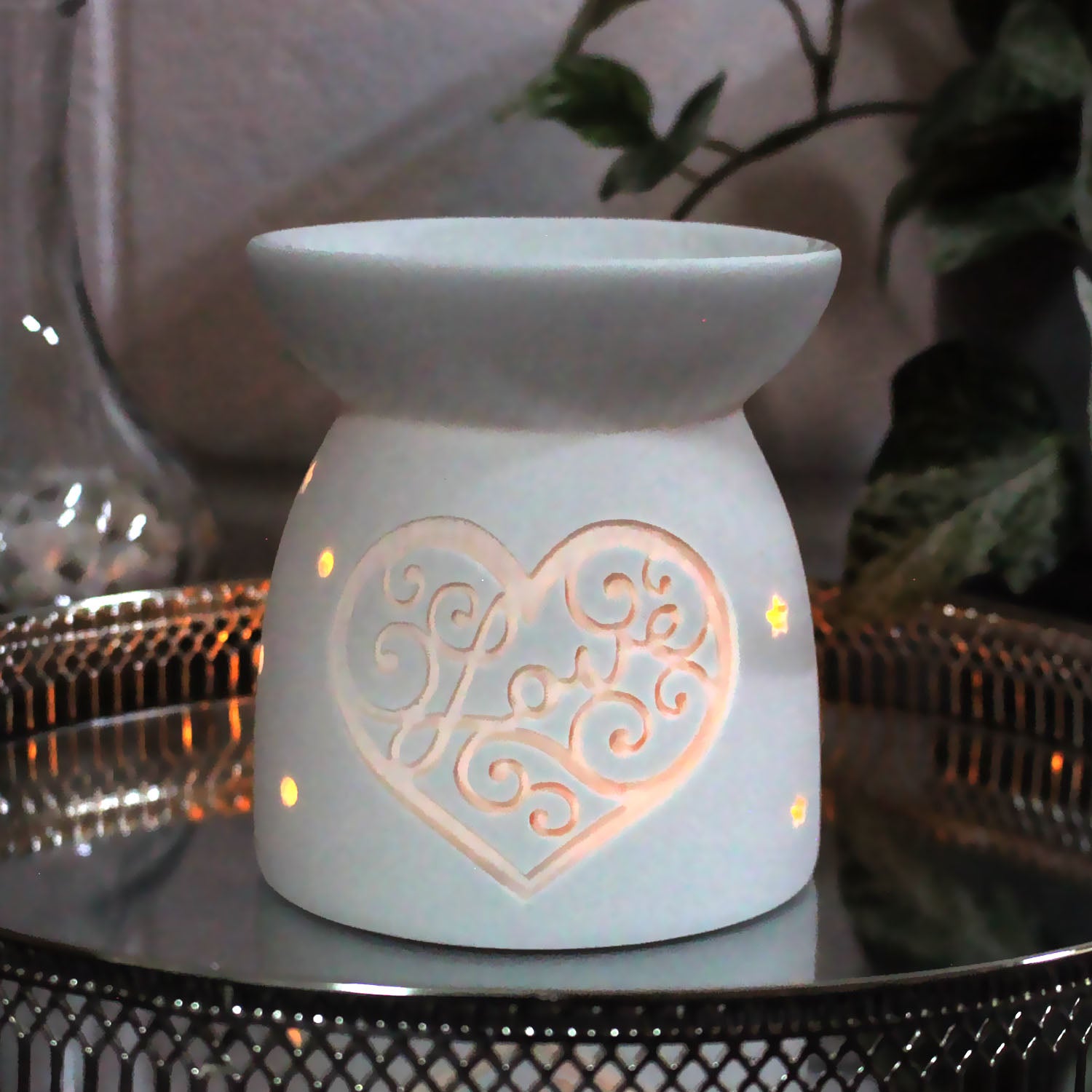 Wax Melt Burner - Ceramic Love Heart 11cm