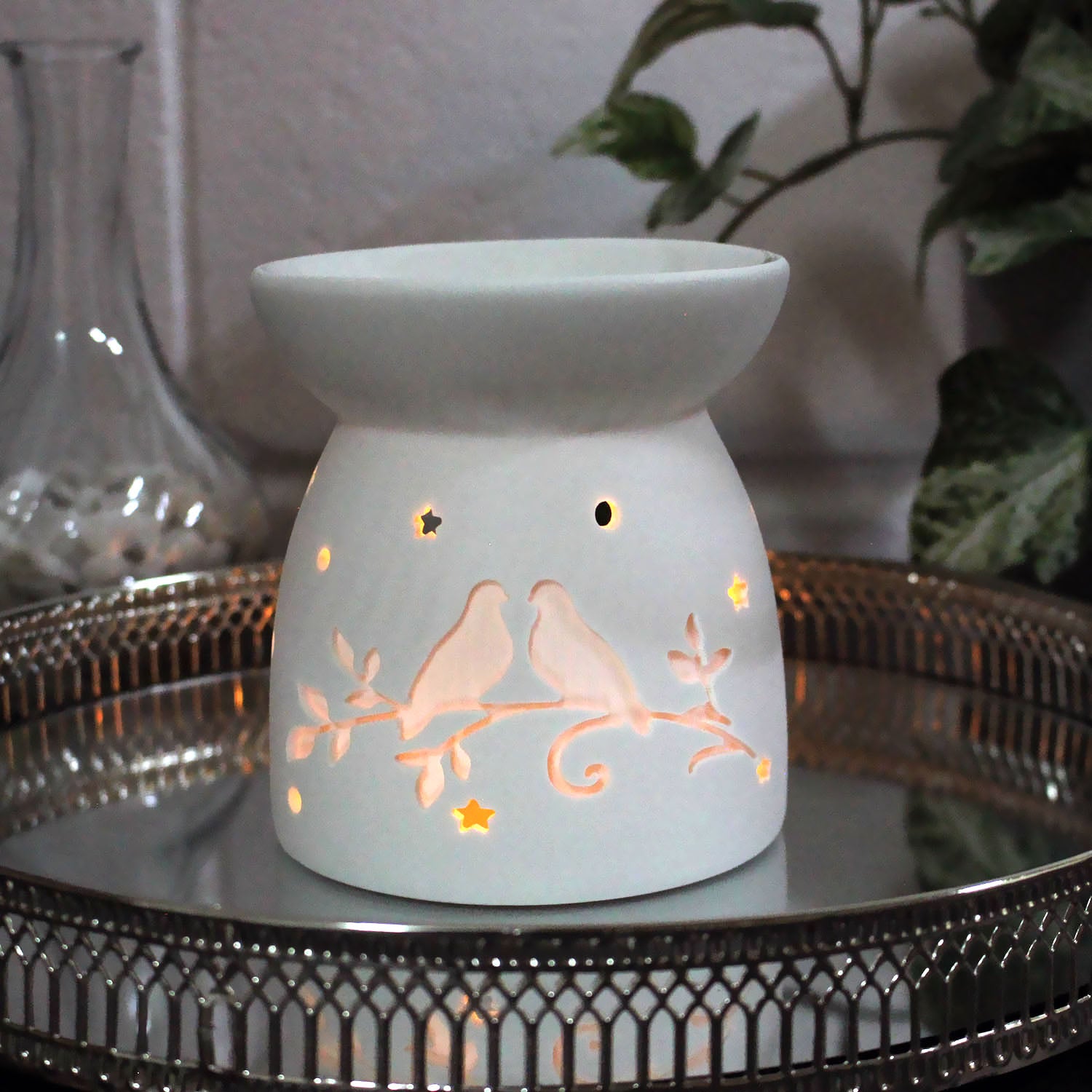 Wax Melt Burner - Ceramic Doves 11cm