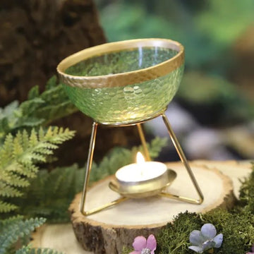 Wax Melter Bowl 11cm Hammered Style - Green