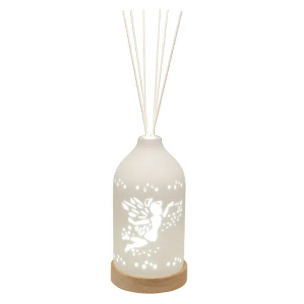 Reed Diffuser in Ceramic LED Light Clean Linen Scent 19cm - Fairy