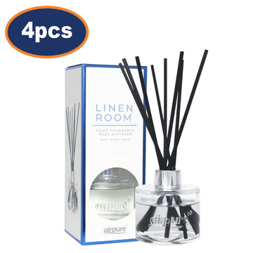 4Pcs 100ml Airpure Linen Room Long Lasting Scent Reed Diffuser