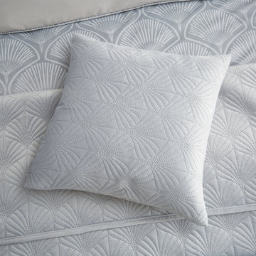 Catherine Lansfield Velvet Scallop Shells Filled Cushion - Silver Grey