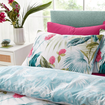 Catherine Lansfield Tropical Jungle Leave Duvet Cover Set, King, Green
