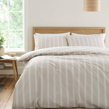 Ashford Striped Duvet Cover Set, Super King, Natural