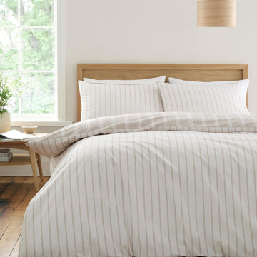 Ashford Striped Duvet Cover Set, Super King, Natural
