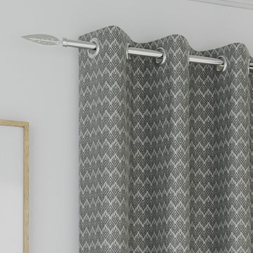 Leaf Blockout Lined Eyelet Ring Top Curtains 66" x 90" - Aspen Silver Grey