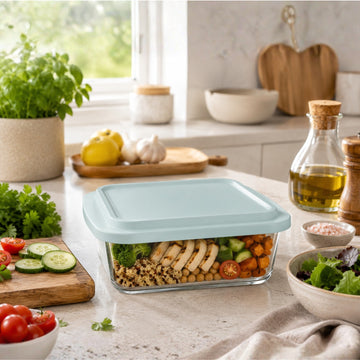 Glass Casserole Baking Dish 1.8L with Green Lid Oven Safe
