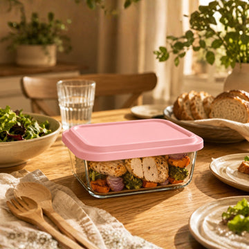 Glass Casserole Baking Dish 1.8L with Pink Lid Oven Safe