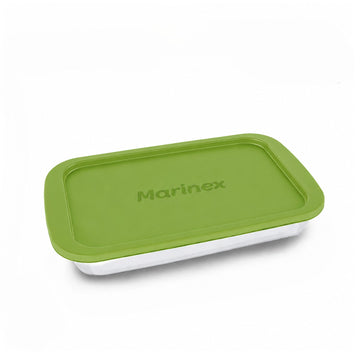 Glass Baking Dish with Green Lid 1.6L Rectangular Food Storage