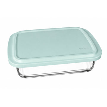Glass Baking Dish with Green Lid 2.2L Rectangular Food Storage