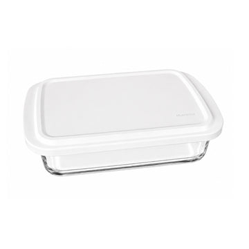 Glass Baking Dish with White Lid 2.2L Rectangular Food Storage