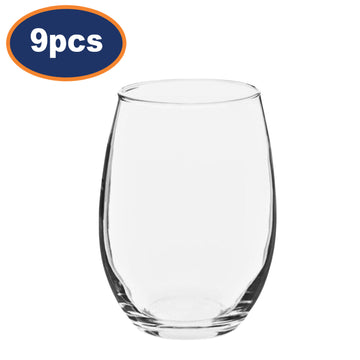 9-Piece 450ml Clear Tulip Tumbler Drinking Glass