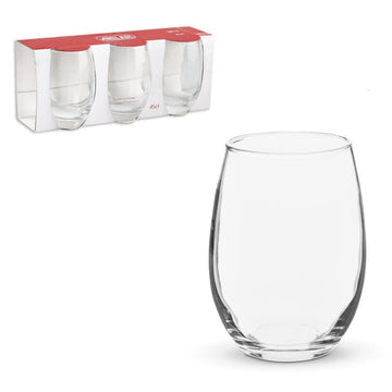 3-Piece 450ml Clear Tulip Tumbler Drinking Glass