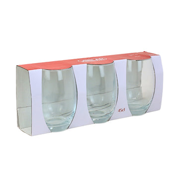 3-Piece 450ml Clear Tulip Tumbler Drinking Glass