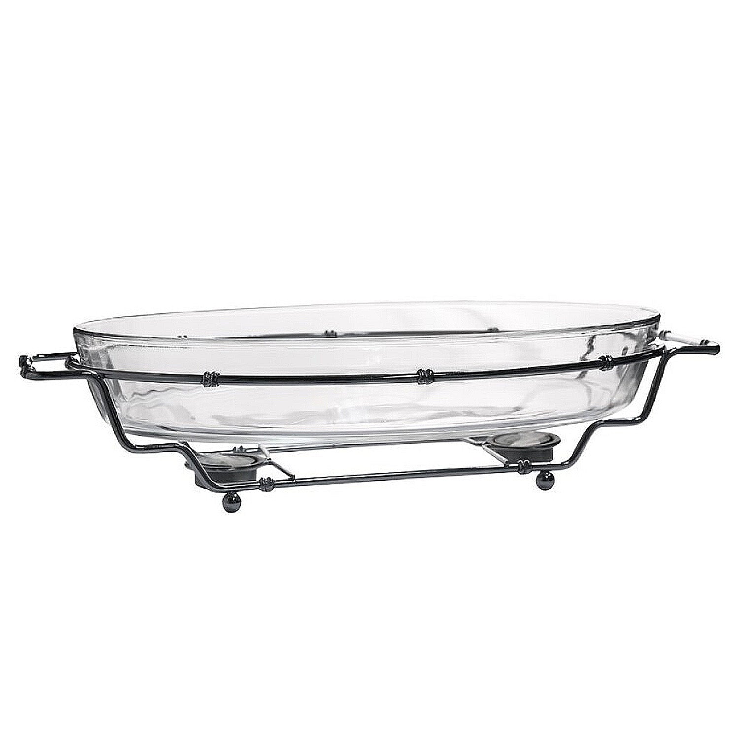 3.2L Tempered Glass Roasting Pan with Rack Metal Stand