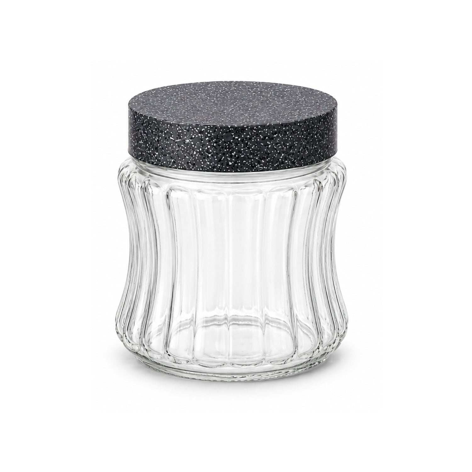 1L Glass Storage Jar with Grey Speckled Lid Dishwasher Safe