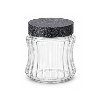 1L Glass Storage Jar with Grey Speckled Lid Dishwasher Safe