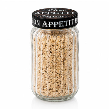 1.25L Ribbed Glass Storage Jar with Black Bon Appetit Lid