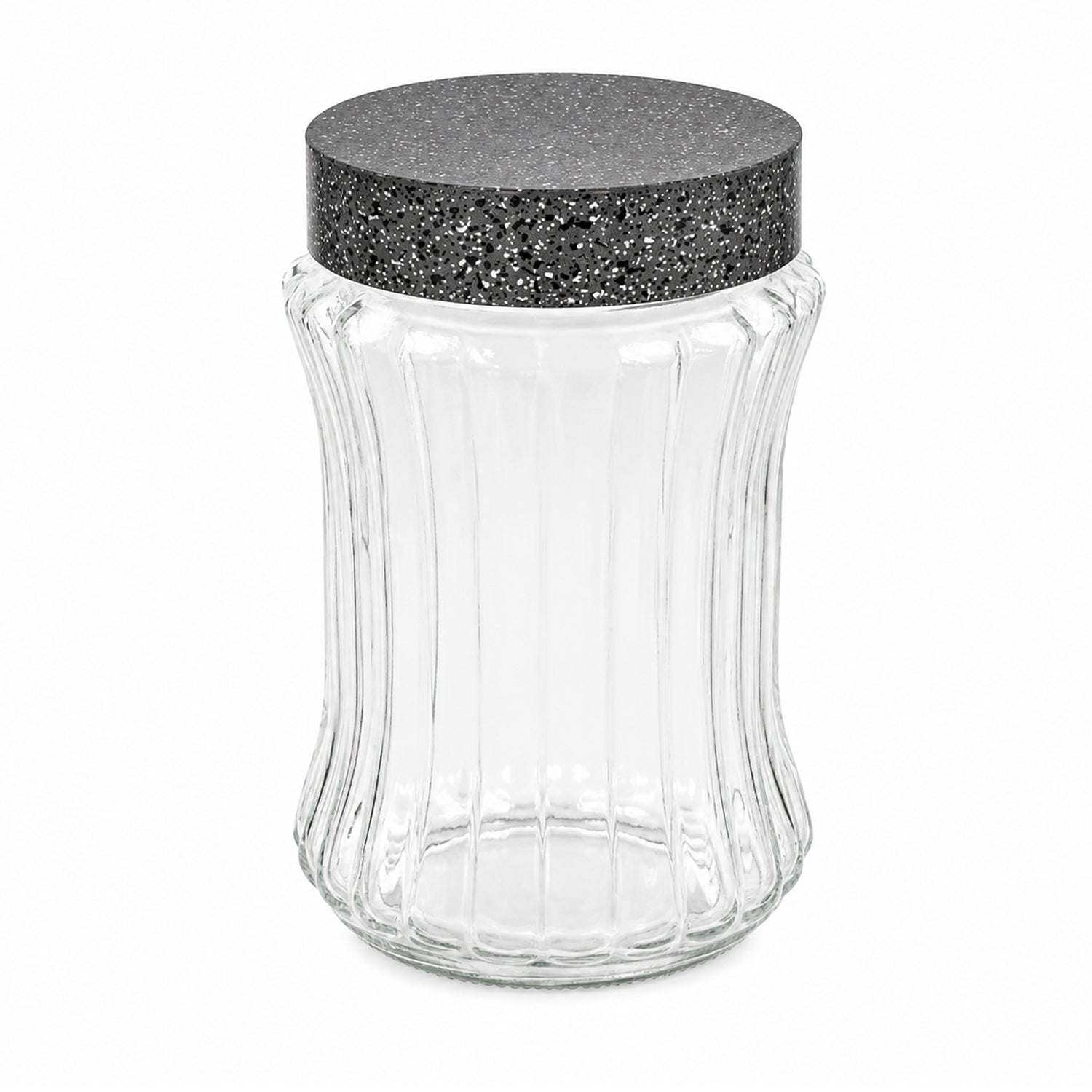 1.25L Glass Storage Jar with Grey Speckled Lid Dishwasher Safe