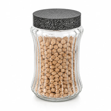 1.25L Glass Storage Jar with Grey Speckled Lid Dishwasher Safe