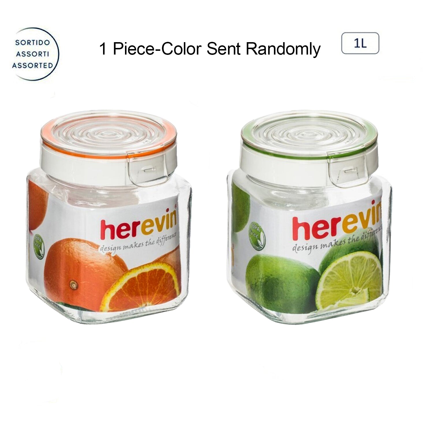 1L Airtight Glass Storage Jar with Acrylic Lid Square Canister