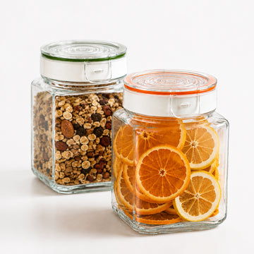 1L Airtight Glass Storage Jar with Acrylic Lid Square Canister