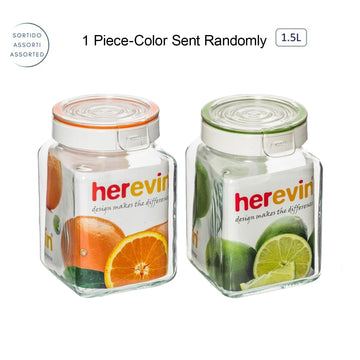1.5L Airtight Glass Storage Jar with Acrylic Lid Square Canister