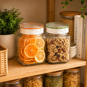 1.5L Airtight Glass Storage Jar with Acrylic Lid Square Canister