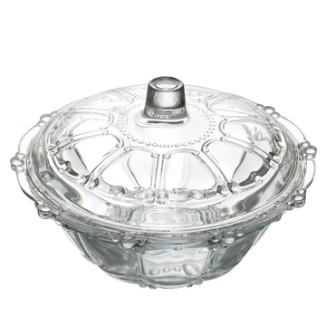 2Pcs Maxim Glassware Pearl Crown Lidded Candy Jar