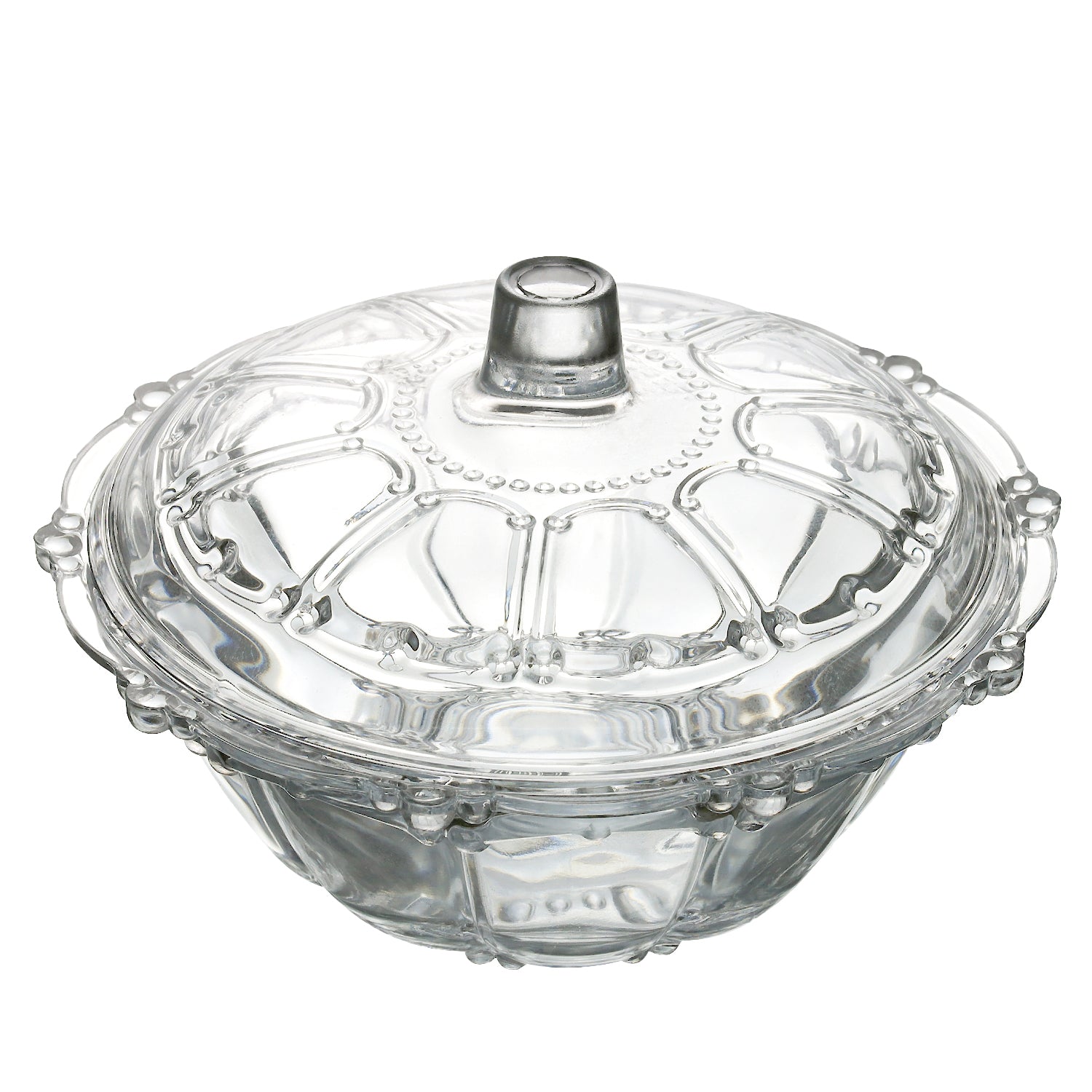 Maxim Glassware Pearl Crown Lidded Candy Jar