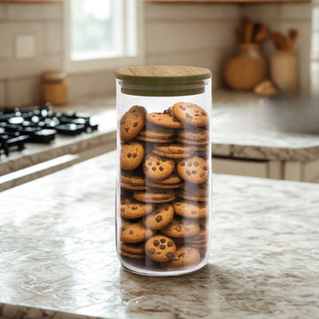 1.3L Glass Storage Jar with Wooden Airtight Lid