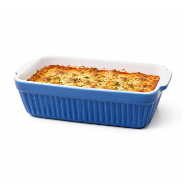 4Pcs 22.5cm Blue Ceramic Baking Dish with Handles Set