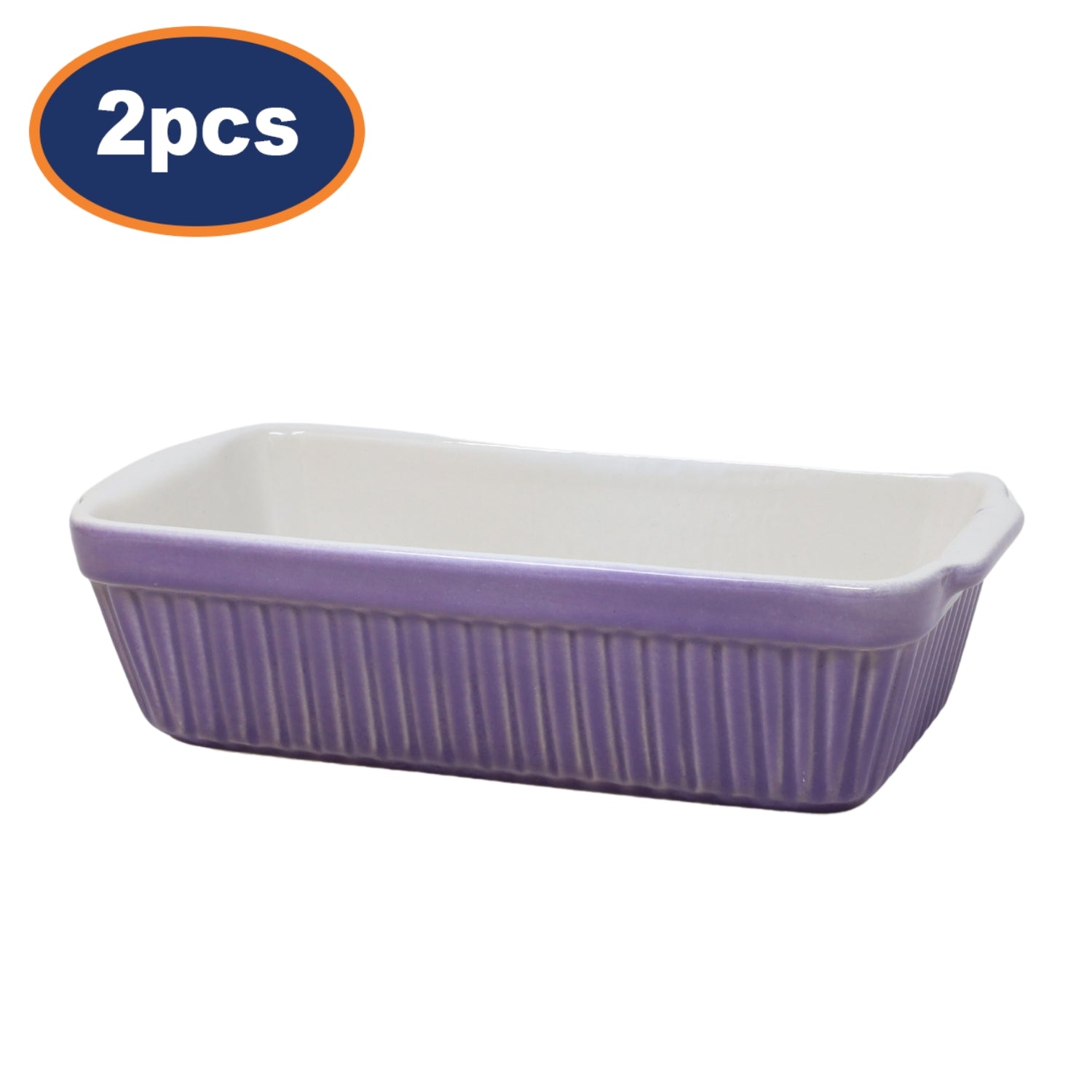 2Pcs 22.5cm Purple Ceramic Baking Dish with Handles Set