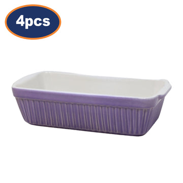 4Pcs 22.5cm Purple Ceramic Baking Dish with Handles Set